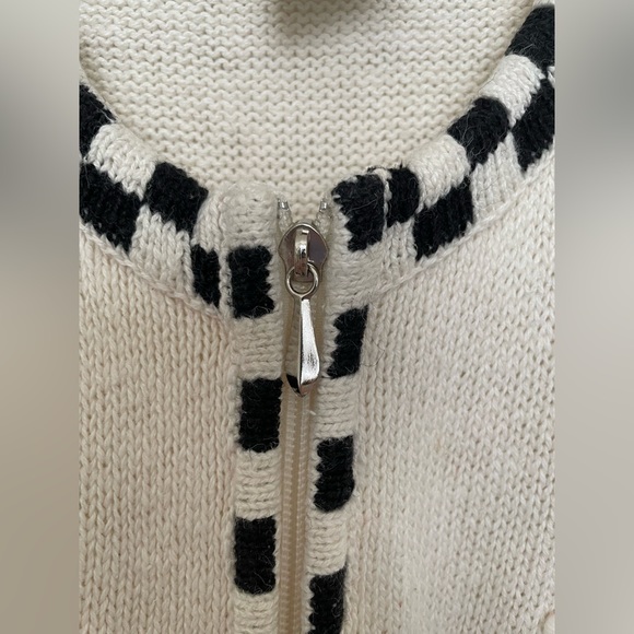 High Sierra long sleeve zipper front Christmas Holiday sweater size Large- cream - Picture 3 of 9